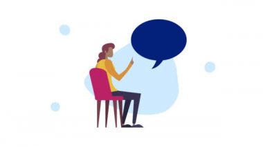 Koçluk animasyonu. Sandalyede oturan bir kadın konuşuyor.