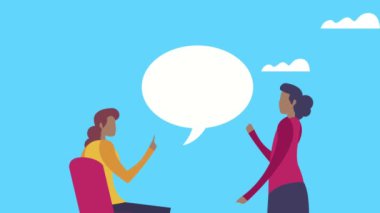 Kadın çiftin konuştuğu animasyon koçluğu.