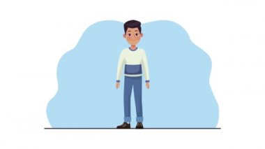 Genç adam ayakta karakter animasyonu