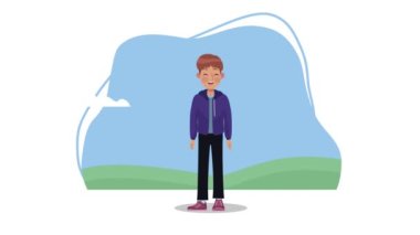 Genç iş adamı ayakta duran karakter animasyonu