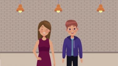 Ayakta duran genç çift canlandırması