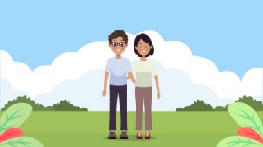 Saha animasyonundaki genç çift karakterleri