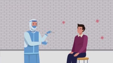 Covid19 parçacık ile doktor test veya hasta uygulama