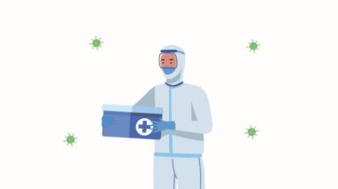 Biyolojik tehlike işçisi olan 19 parçacık test kutusu animasyonunu kaldırıyor