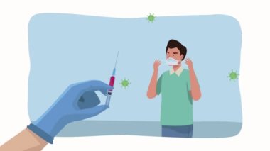 El kaldırma şırıngası ve insan eliyle covid19 parçacık