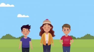 Kampta oğlanlı küçük bir kız.