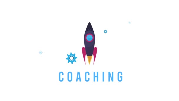 Coaching bokstäver med raket animation — Stockvideo