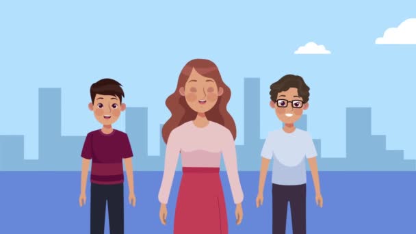 Jeunes sur l'animation des personnages de la ville — Video