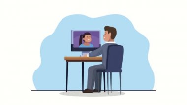 Masaüstü animasyonuyla iletişim kuran çift