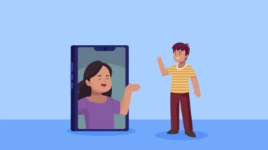 Video animasyonuyla iletişim kuran kişi