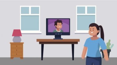 Video animasyonuyla iletişim kuran kişi