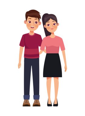 Genç çift ayakta duruyor.