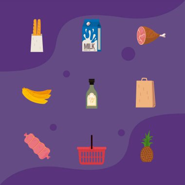 food and shopping icon set