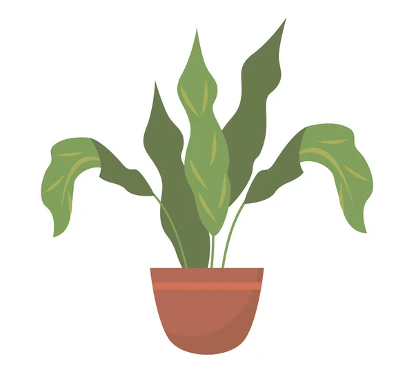 Plant inside brown pot — Stock Vector