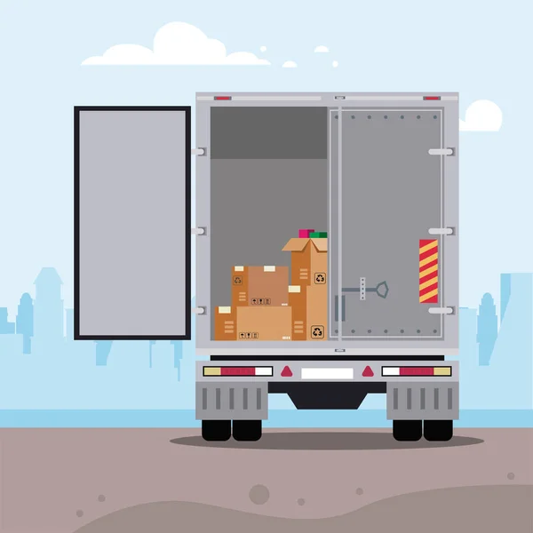 Delivery boxes inside truck — Image vectorielle