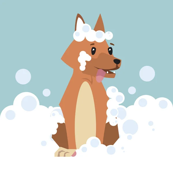 Dog cartoon with bubbles — Image vectorielle