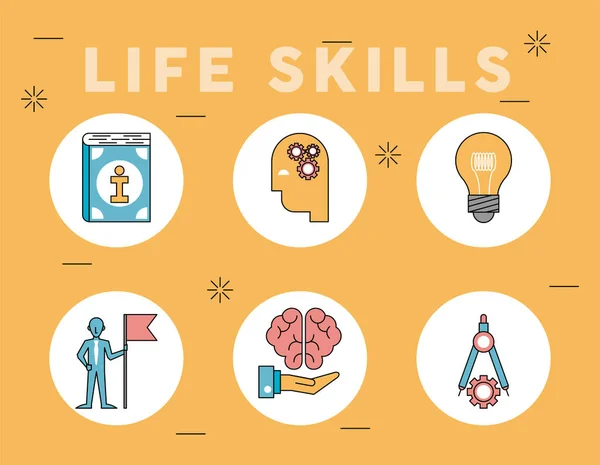 Six life skills icons — Image vectorielle