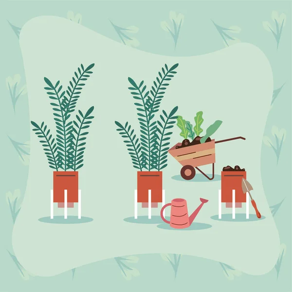 観葉植物や農具 — ストックベクタ