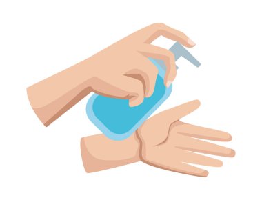 Hands washing with sanitizer