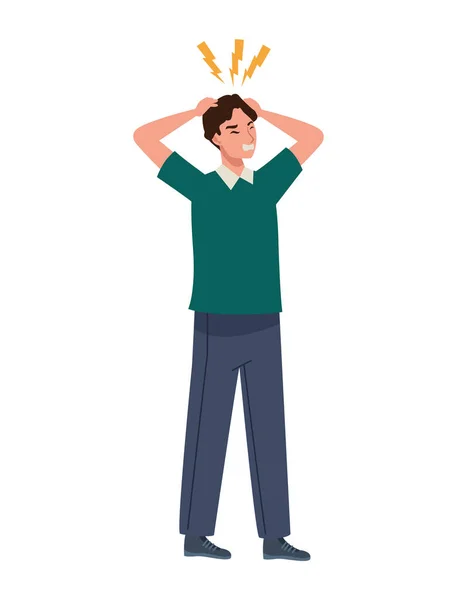 Geduldiger Mann mit Kopfschmerzen — Stockvektor