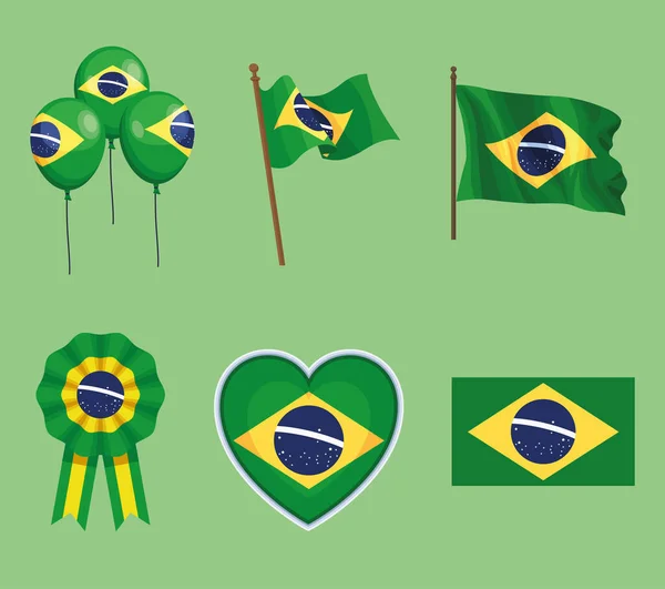 Sechs brasilianische Unabhängigkeitssymbole — Stockvektor