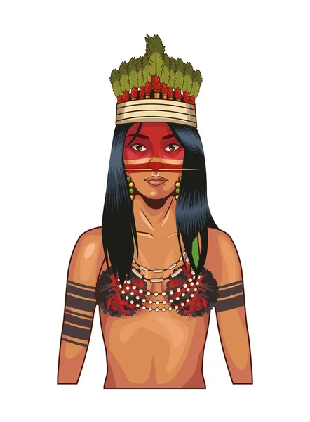 Indigenous woman with traditional facemask — Image vectorielle