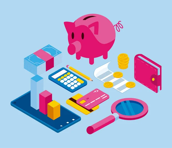 Eleven personal finances icons — Image vectorielle