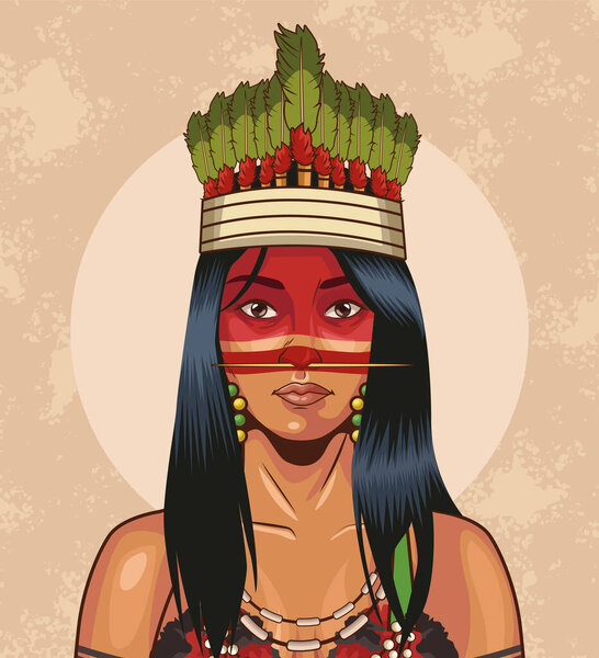 indigenous woman with traditional crown