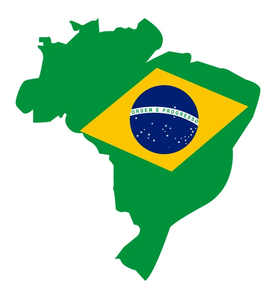 地图上的巴西国旗 — 图库矢量图片