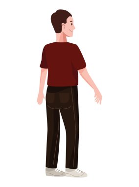 Genç adam ayakta duruyor.