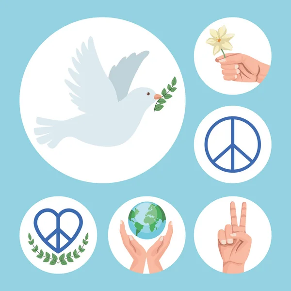 Sei icone della pace — Vettoriale Stock