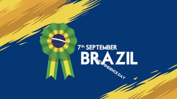 Braziliaanse onafhankelijkheid dag belettering met medaille — Stockvideo