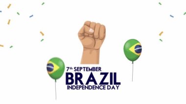 Brezilya 'nın bağımsızlık gününde balonlar helyum ve bayrak sallanıyor.