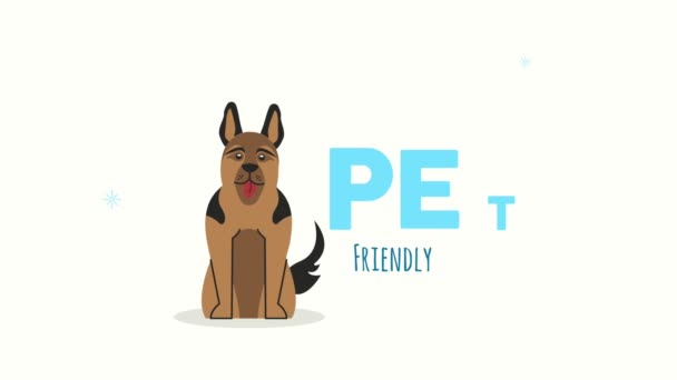 German shepherd mascot with lettering — Stock Video