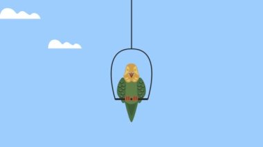 Salıncakta sallanan sevimli papağan animasyonu