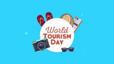 Seyahat simgeleriyle dolu dünya turizm günü