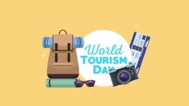 Dünya turizm günü seyahat simgeleriyle