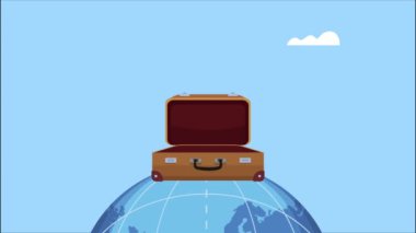 Dünya turizm günü bavulla ok işaretli.