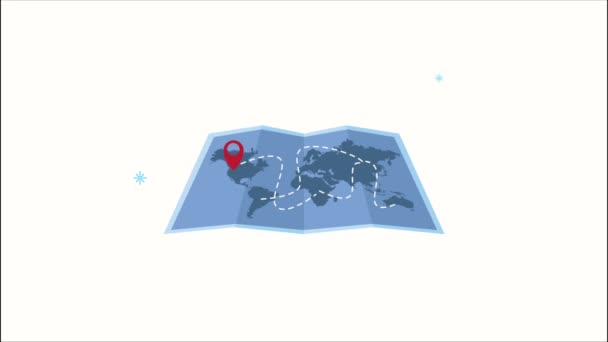 Карта земли с расположением булавок — стоковое видео