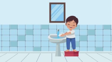 Küçük çocuk el yıkama animasyonu