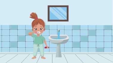 Küçük kız diş fırçalama animasyonu