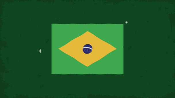 Independencia brasileña animación con bandera — Vídeos de Stock