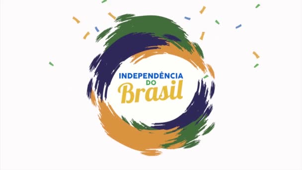 Independência brasil lettering com bandeira pintada ao redor — Vídeo de Stock