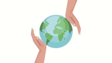 Dünya Gezegeni animasyonunu koruyan eller