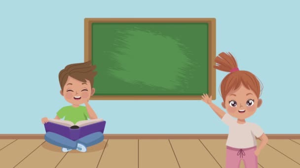 Małe dzieci para w klasie — Wideo stockowe