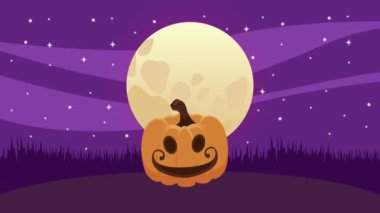 Balkabağı ve ay ile Cadılar Bayramı animasyonunuz kutlu olsun