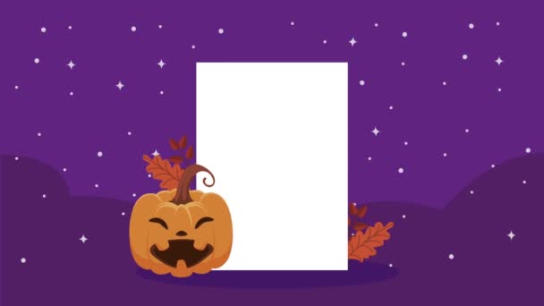 Felice animazione di Halloween con zucca di notte — Video Stock