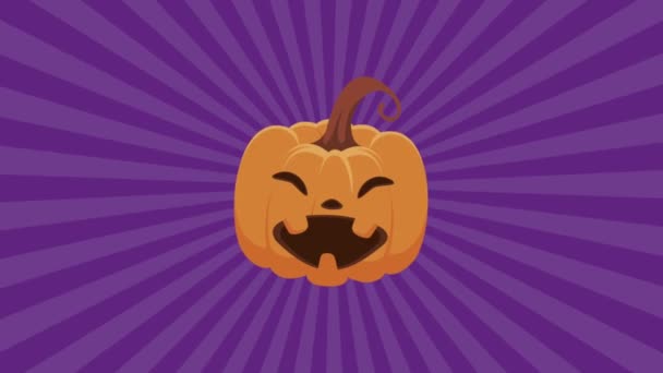 Glad halloween animation med pumpa i sunburst — Stockvideo