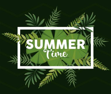 dikdörtgen çerçeve tropik yapraklar