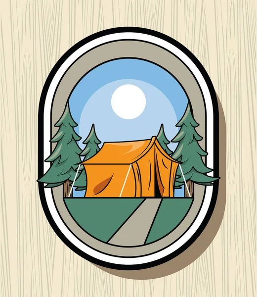 Camping tent patch retro style — Stock Vector